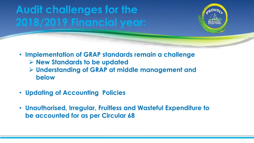 audit challenges for the 2018 2019 financial year