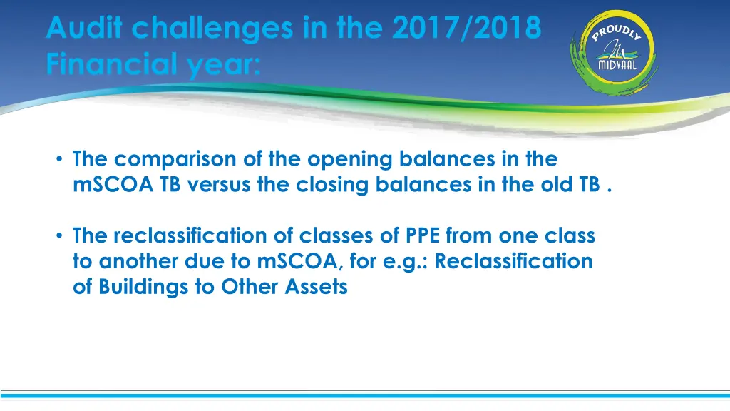 audit challenges in the 2017 2018 financial year