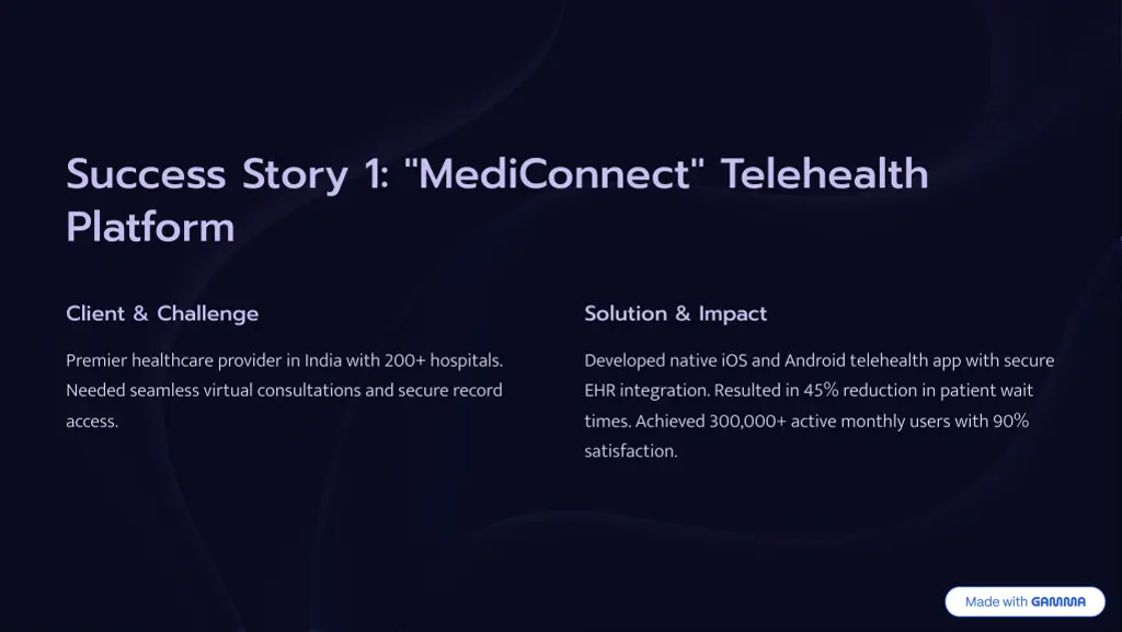 success story 1 mediconnect telehealth platform