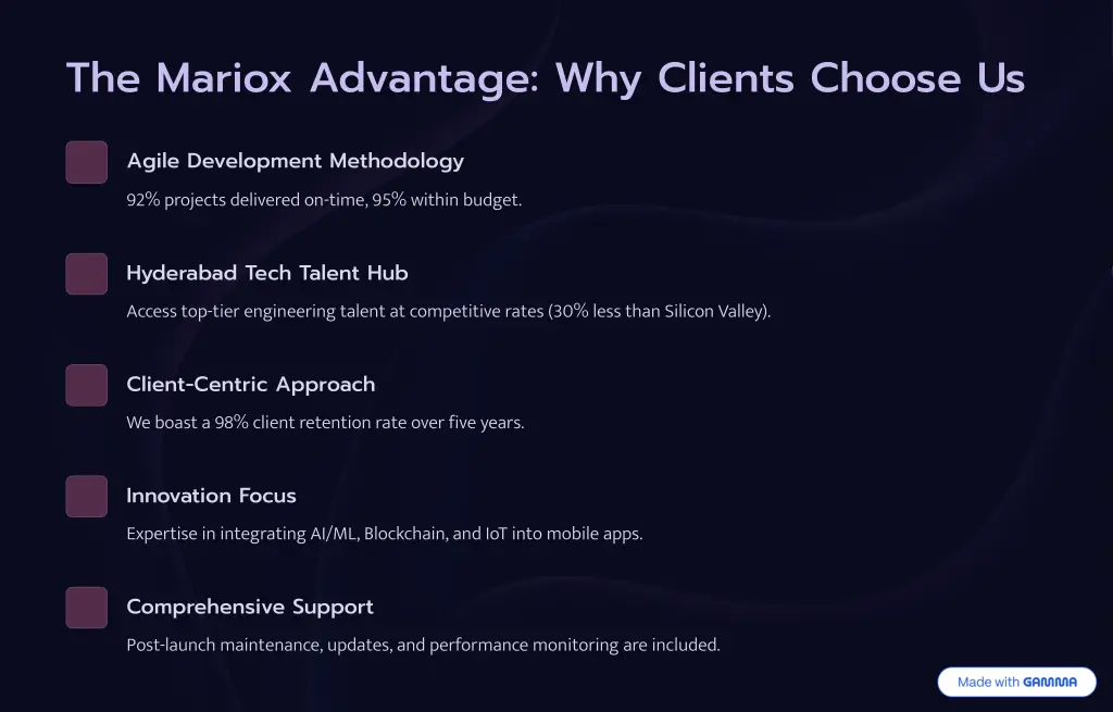 the mariox advantage why clients choose us