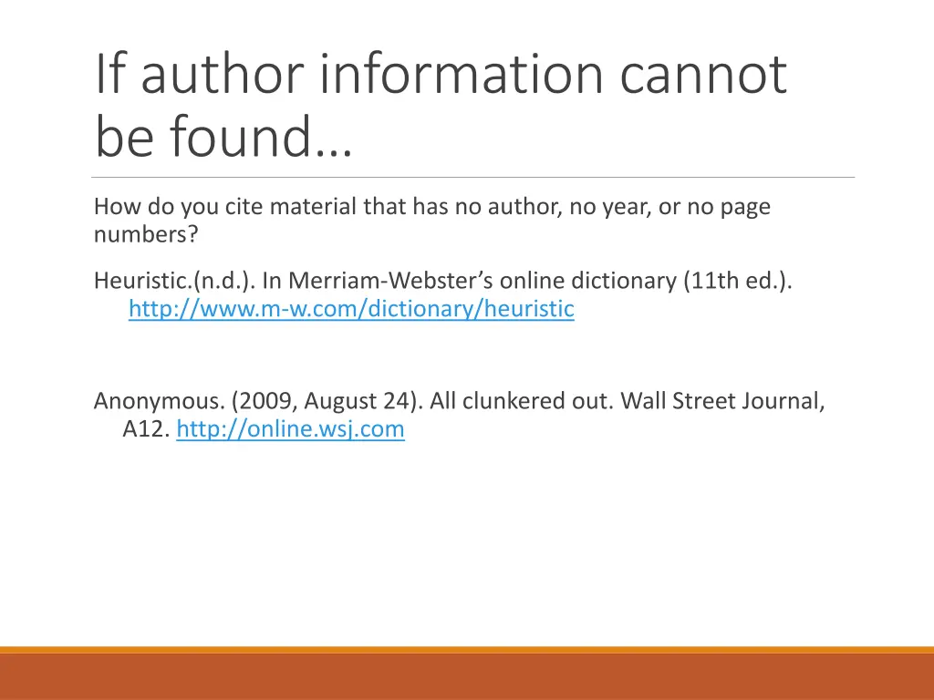 if author information cannot be found