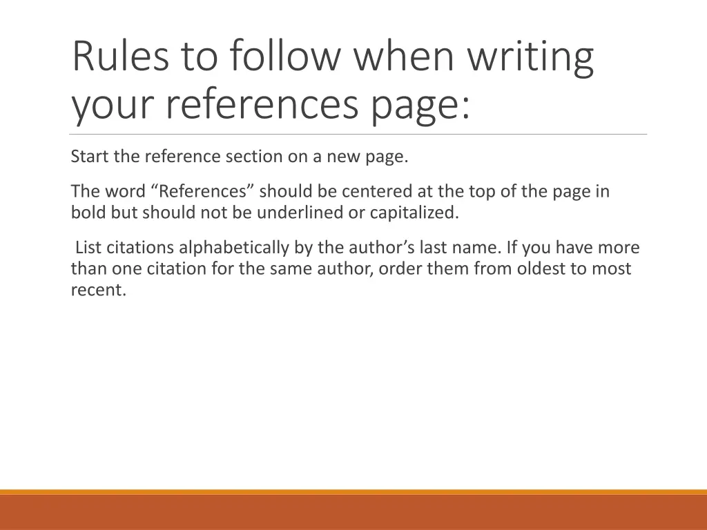 rules to follow when writing your references page