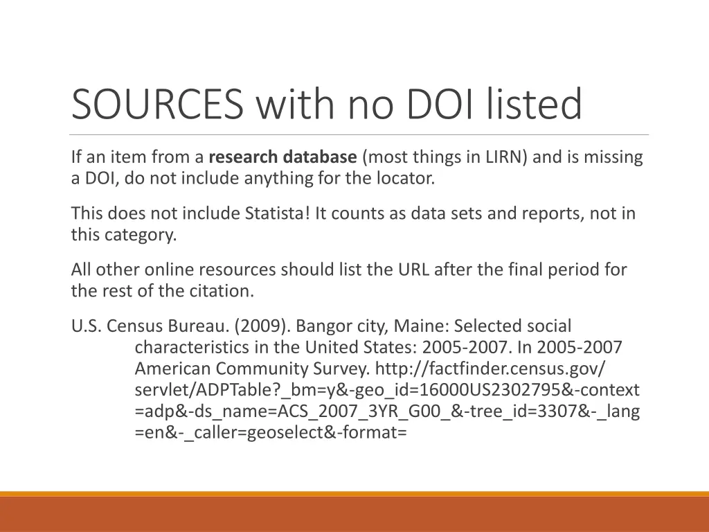 sources with no doi listed