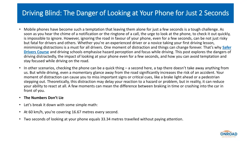 driving blind the danger of looking at your phone 1