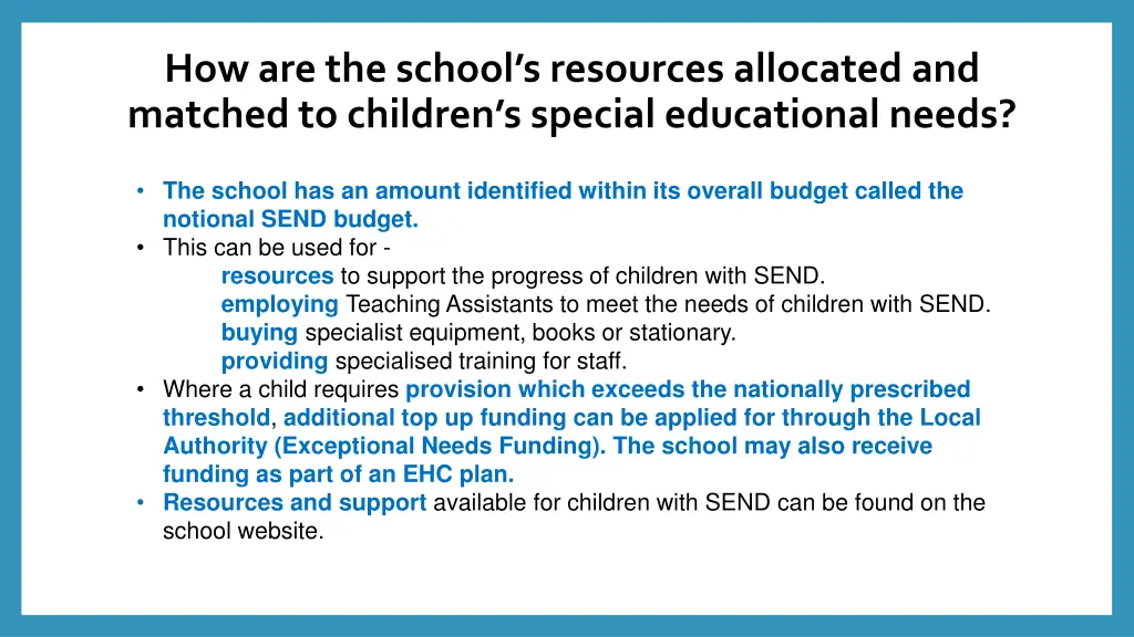 how are the school s resources allocated