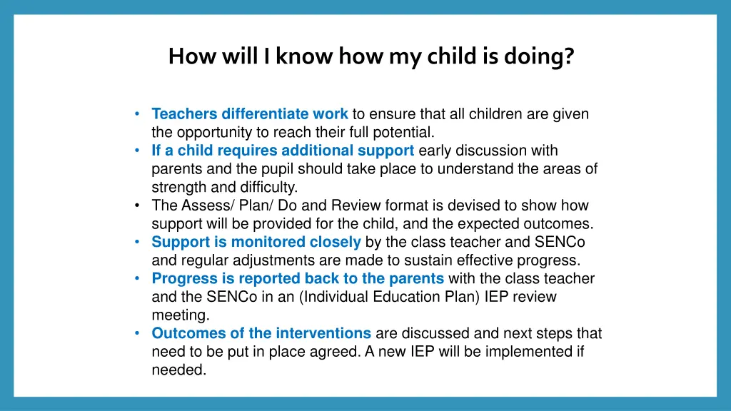 how will i know how my child is doing