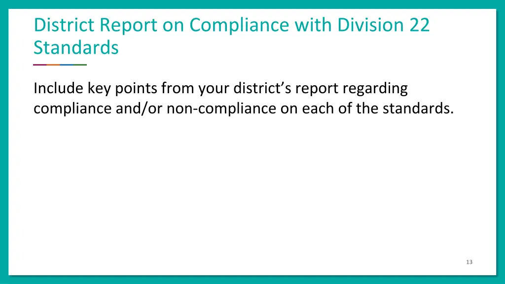 district report on compliance with division