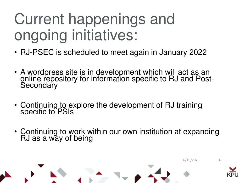 current happenings and ongoing initiatives