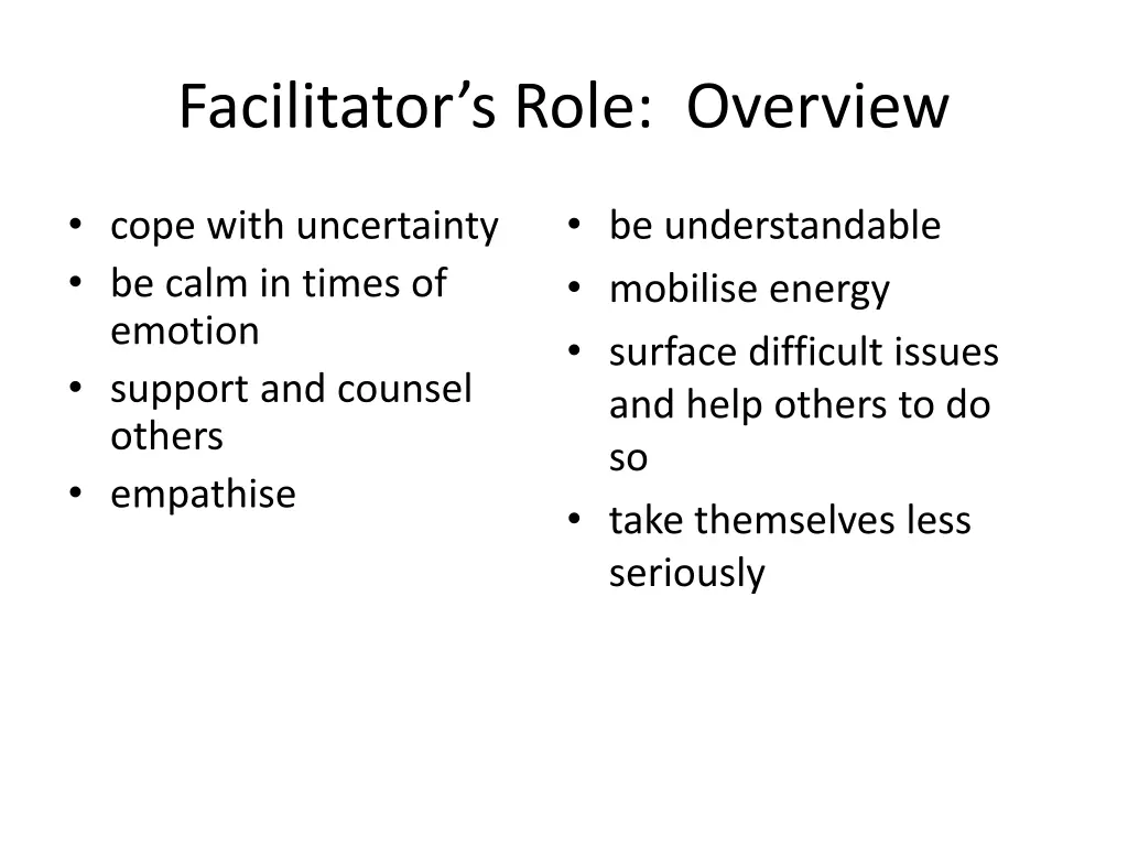 facilitator s role overview