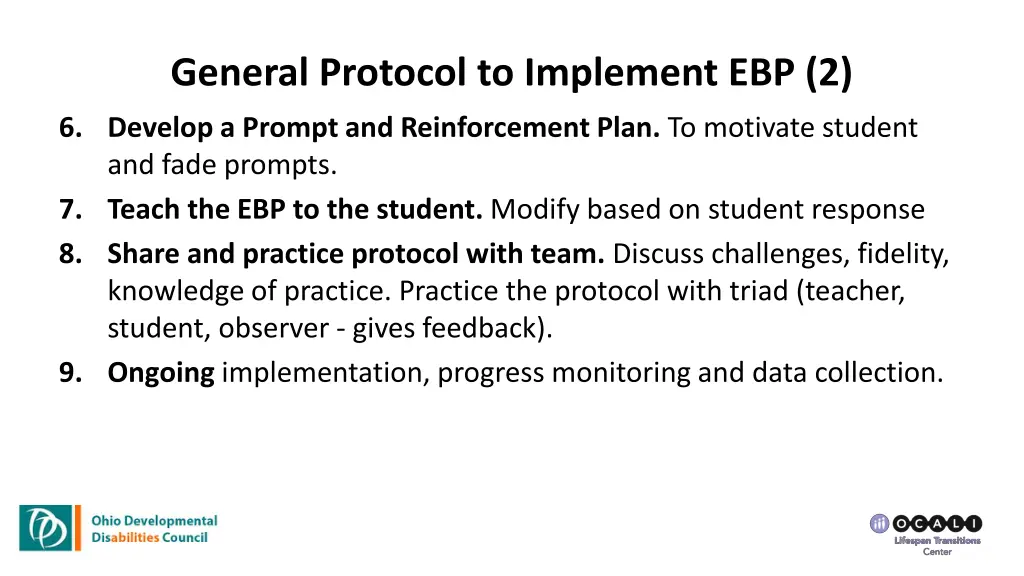 general protocol to implement ebp 2