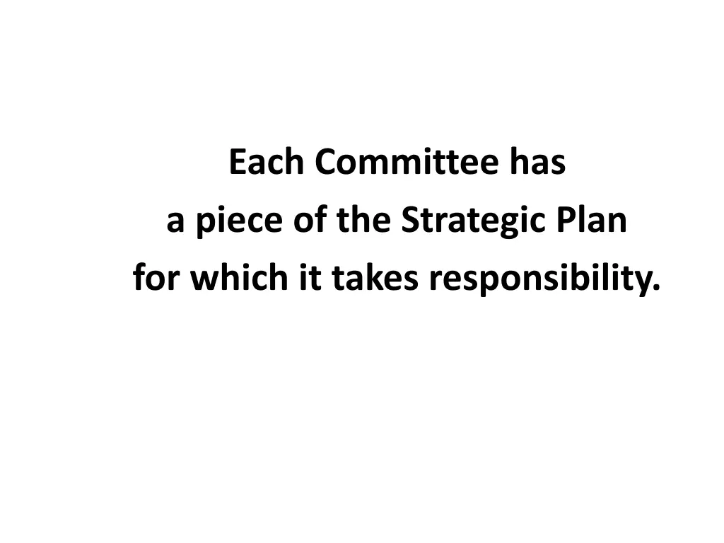 each committee has a piece of the strategic plan