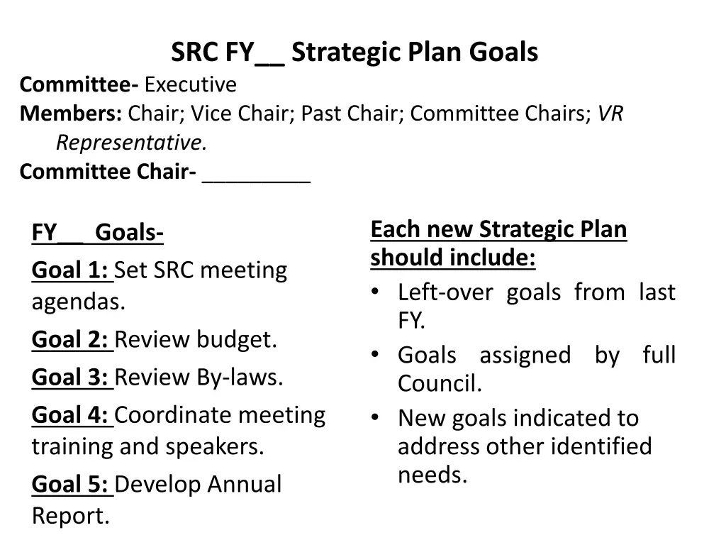 src fy strategic plan goals committee executive
