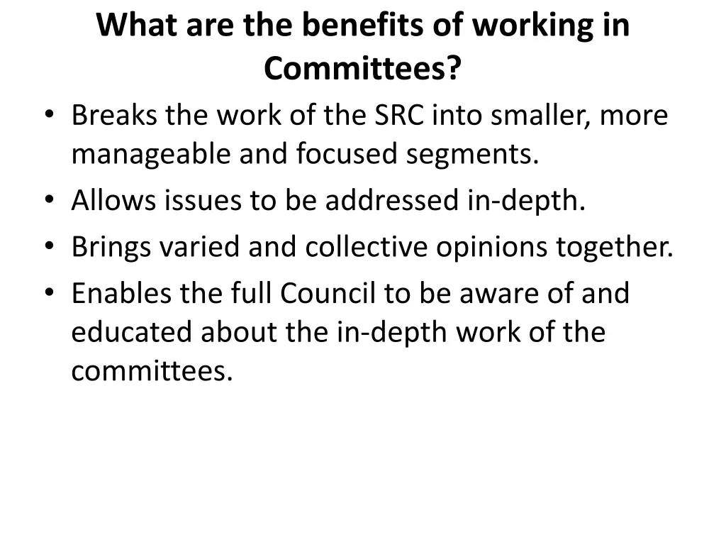 what are the benefits of working in committees