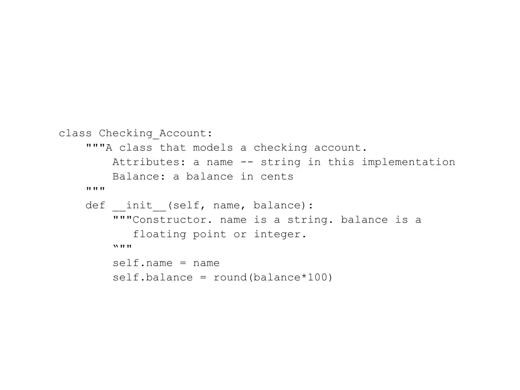 class checking account a class that models