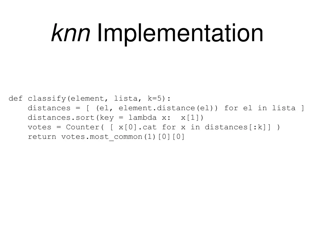 knn implementation 8