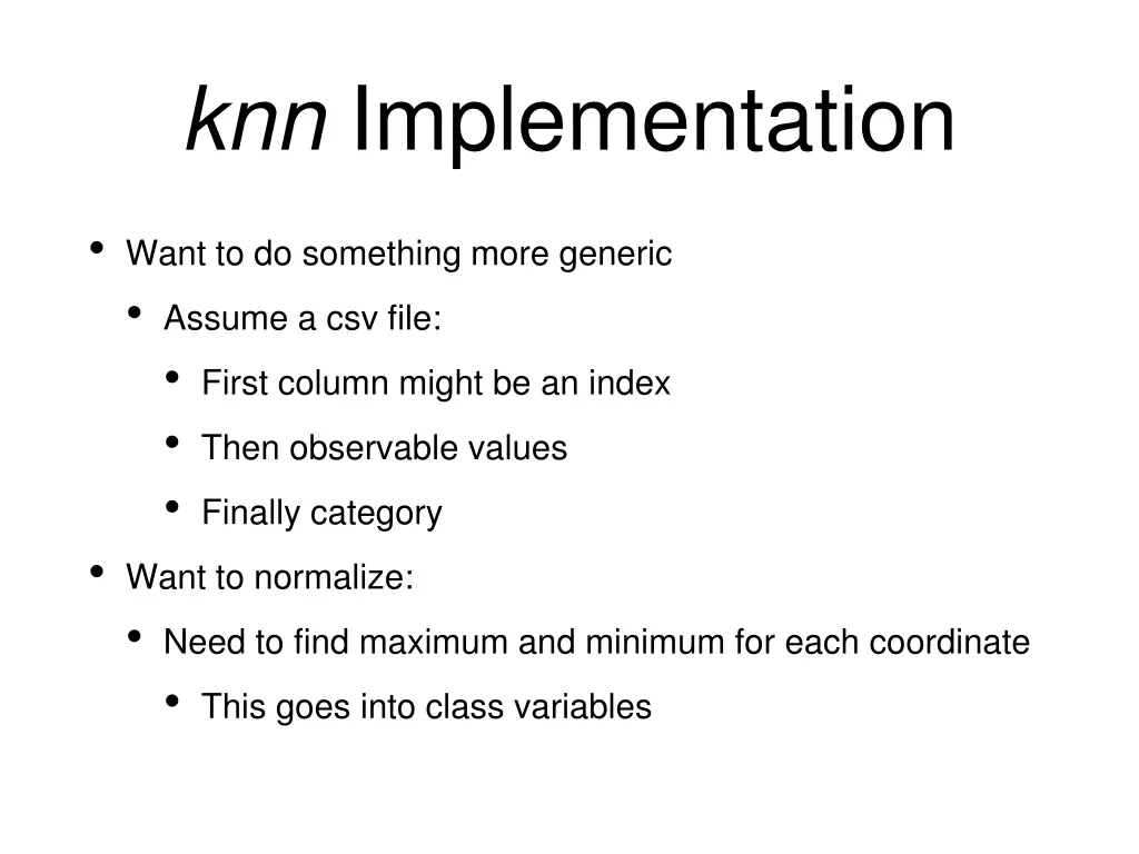 knn implementation