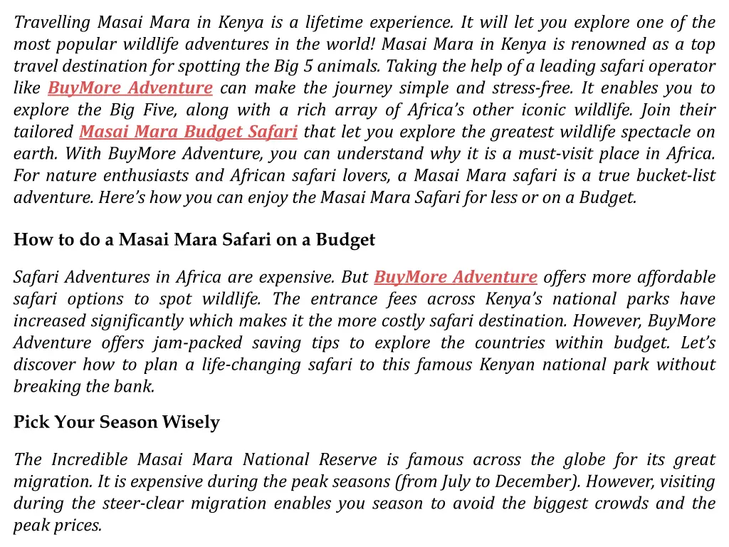 travelling masai mara in kenya is a lifetime