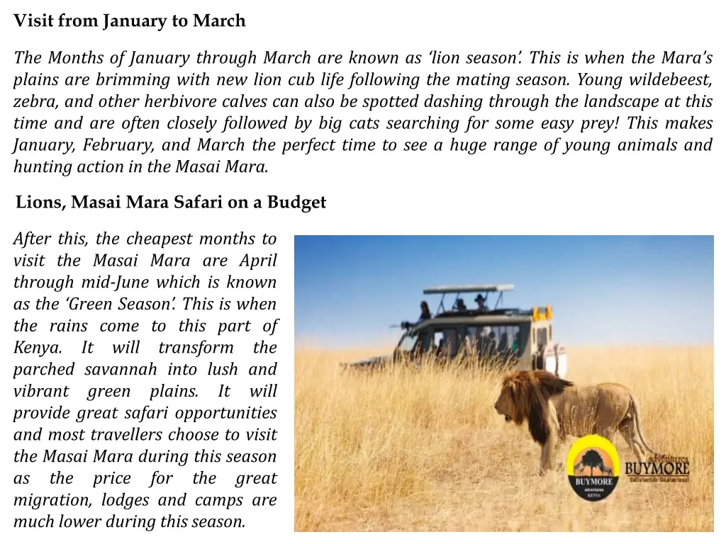 visit from january to march