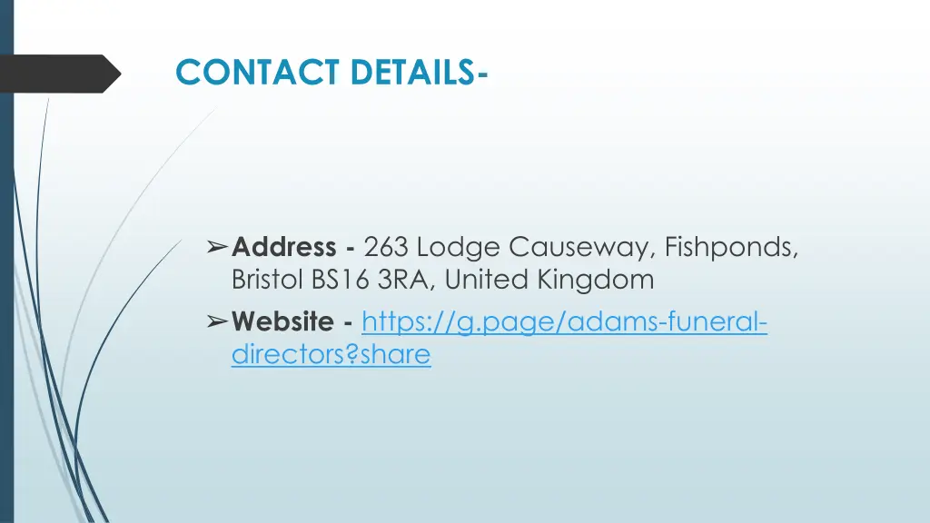contact details