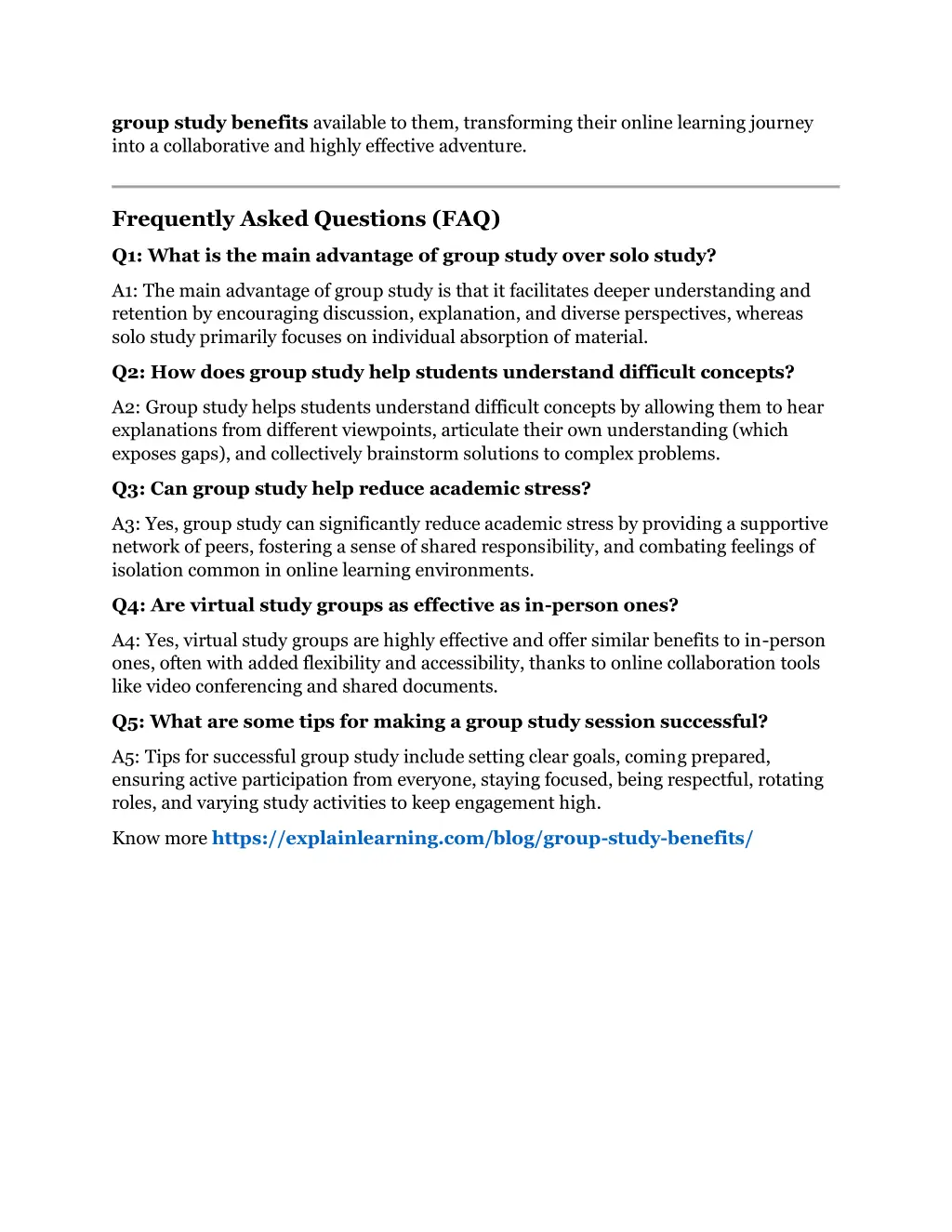 group study benefits available to them