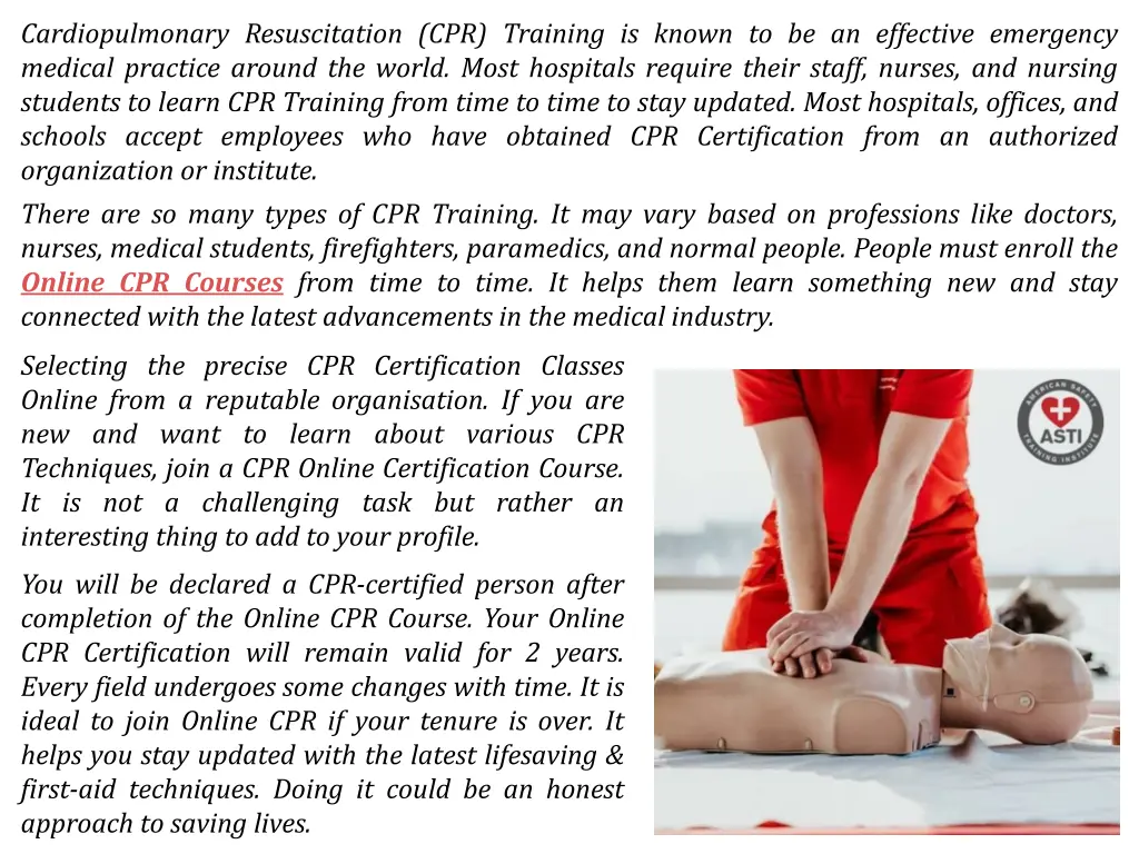 cardiopulmonary resuscitation cpr training