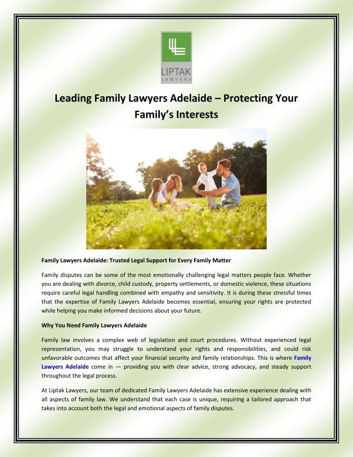 leading family lawyers adelaide protecting your