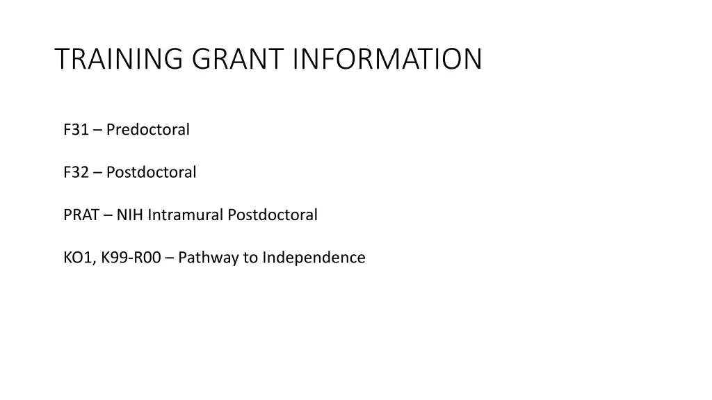 training grant information