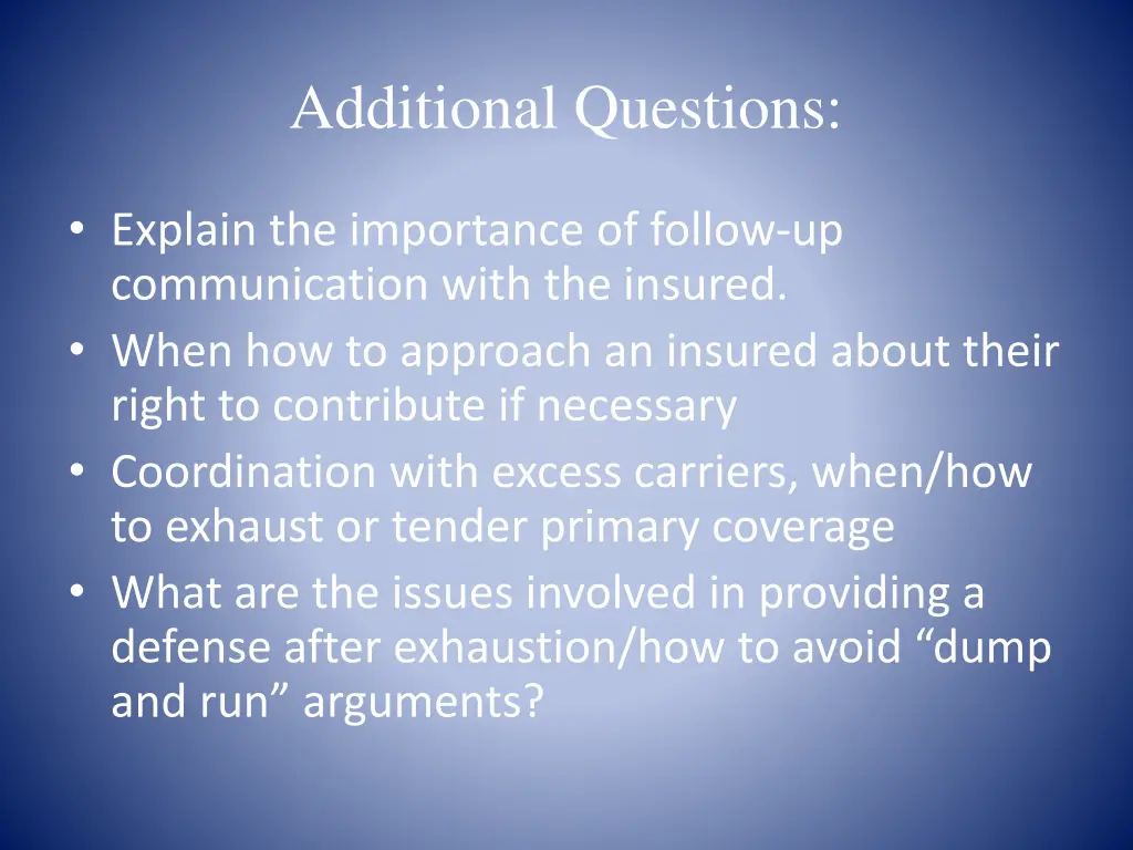 additional questions