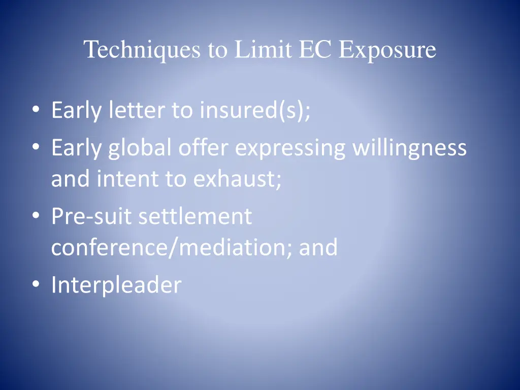 techniques to limit ec exposure