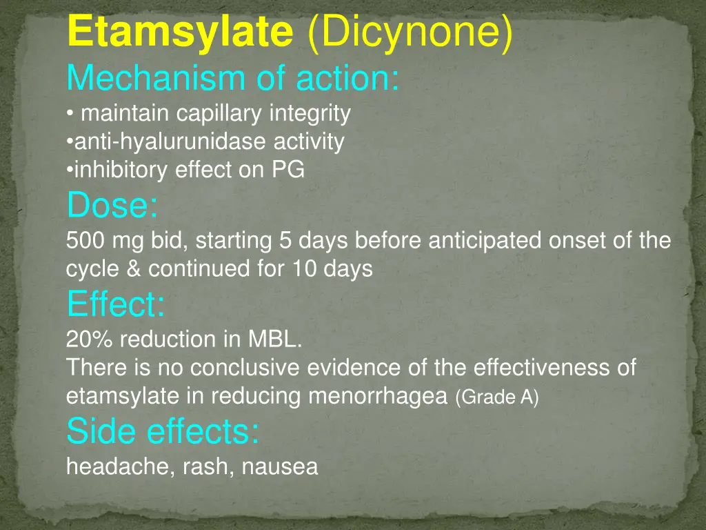 etamsylate dicynone mechanism of action maintain