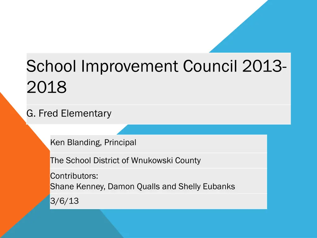 school improvement council 2013 2018