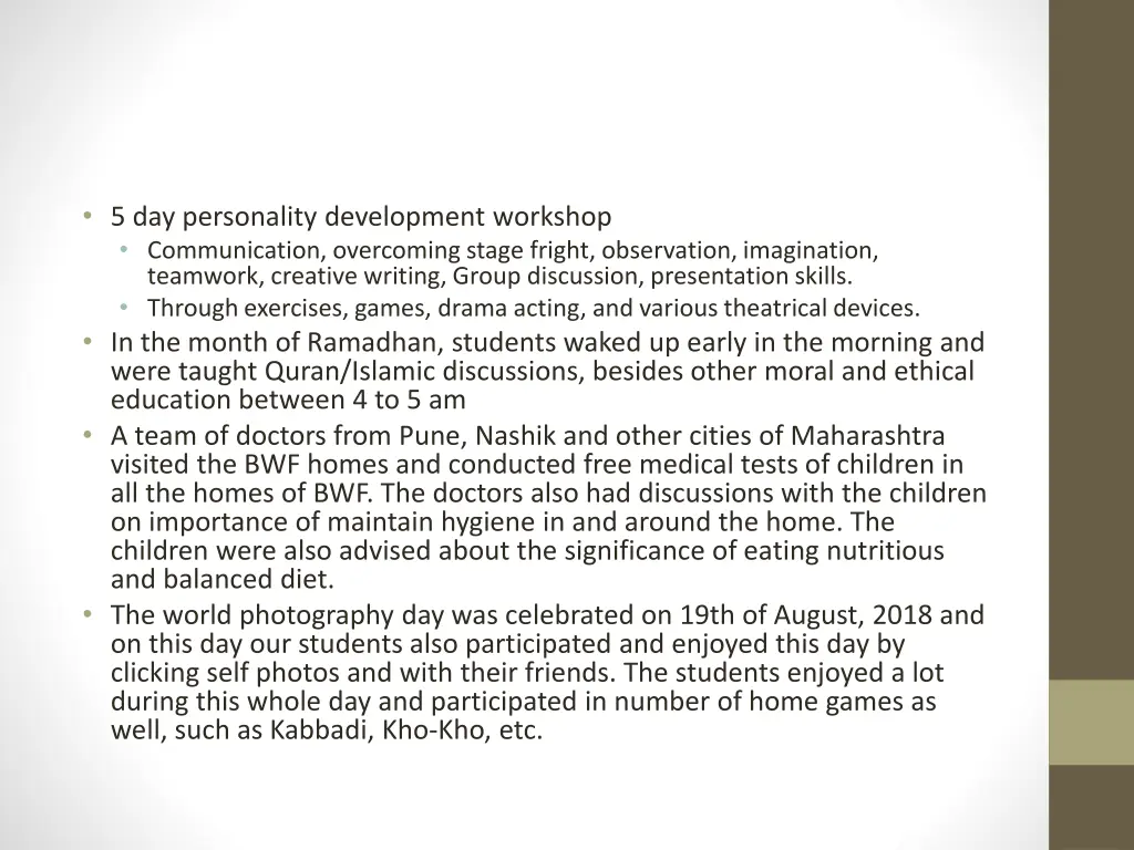 5 day personality development workshop