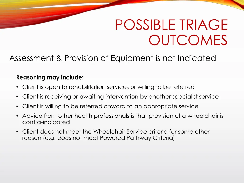 possible triage outcomes 1