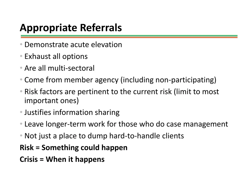 appropriate referrals
