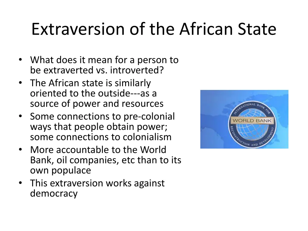 extraversion of the african state