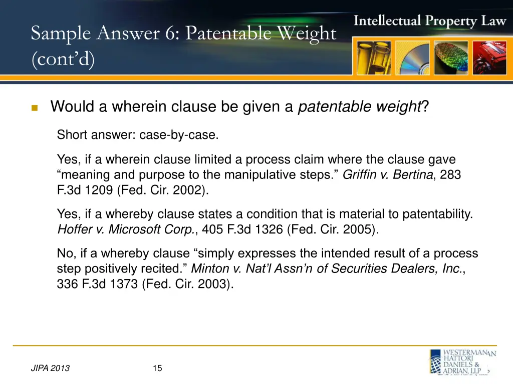 sample answer 6 patentable weight cont d