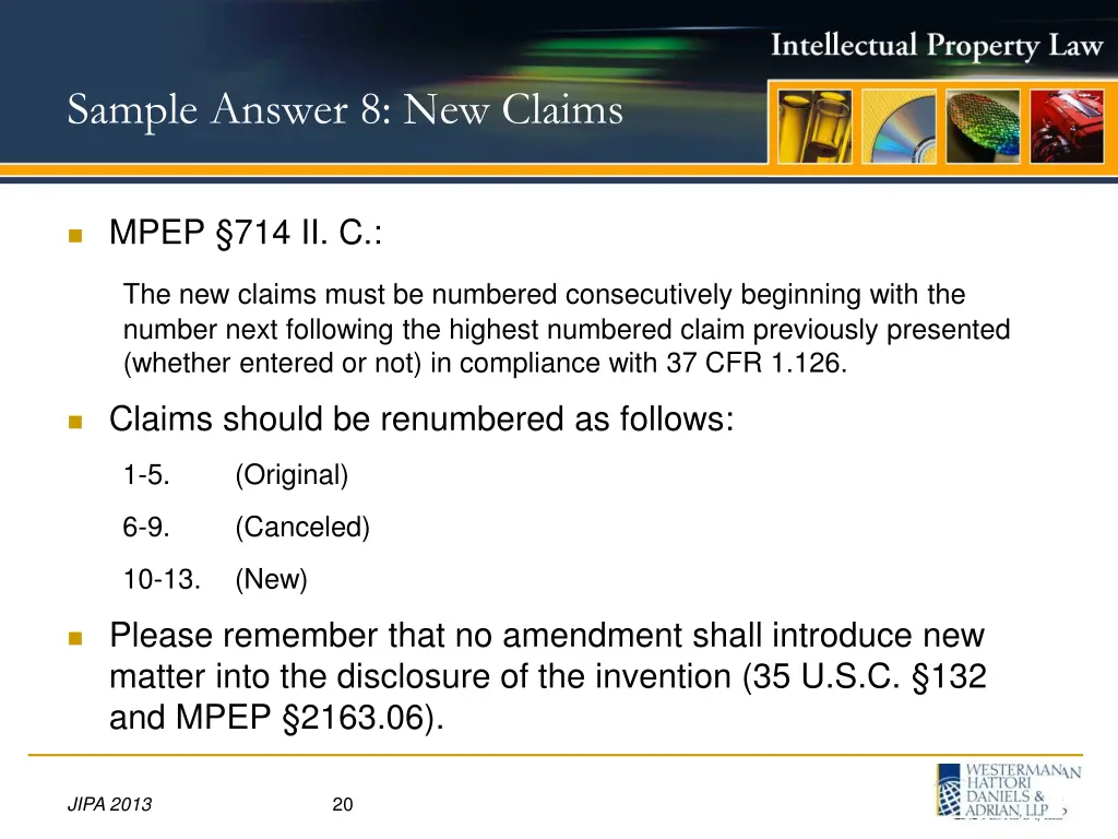 sample answer 8 new claims