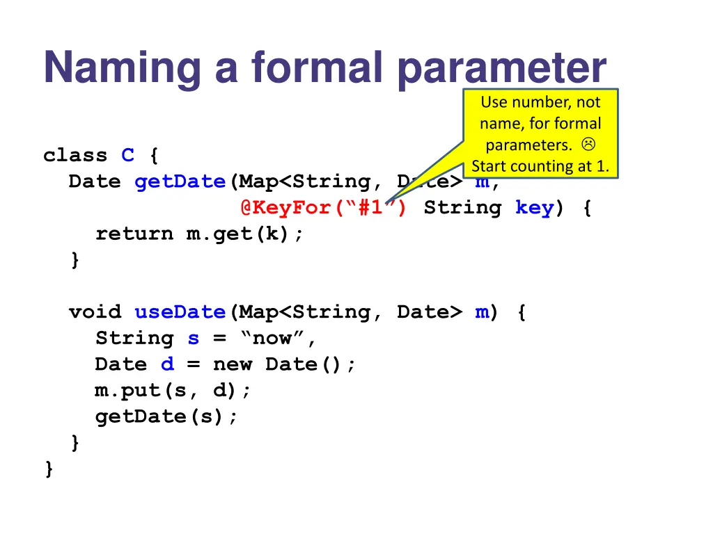 naming a formal parameter