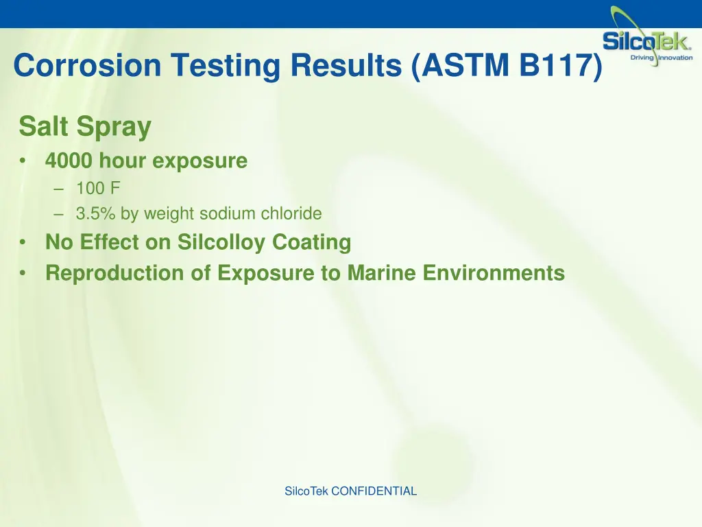 corrosion testing results astm b117