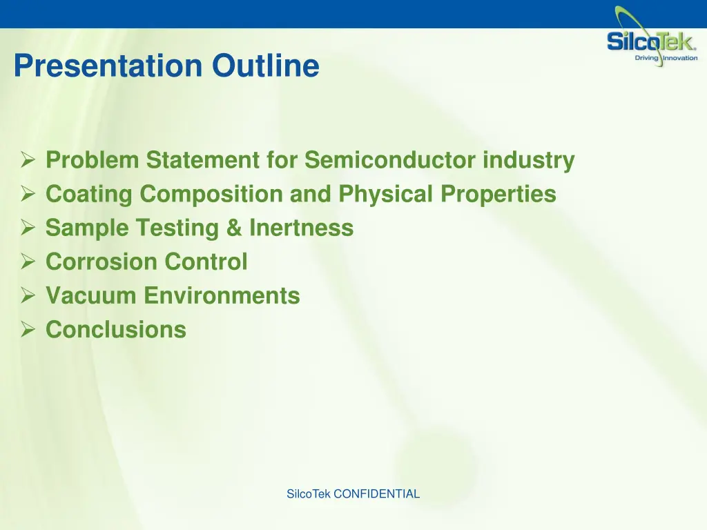 presentation outline