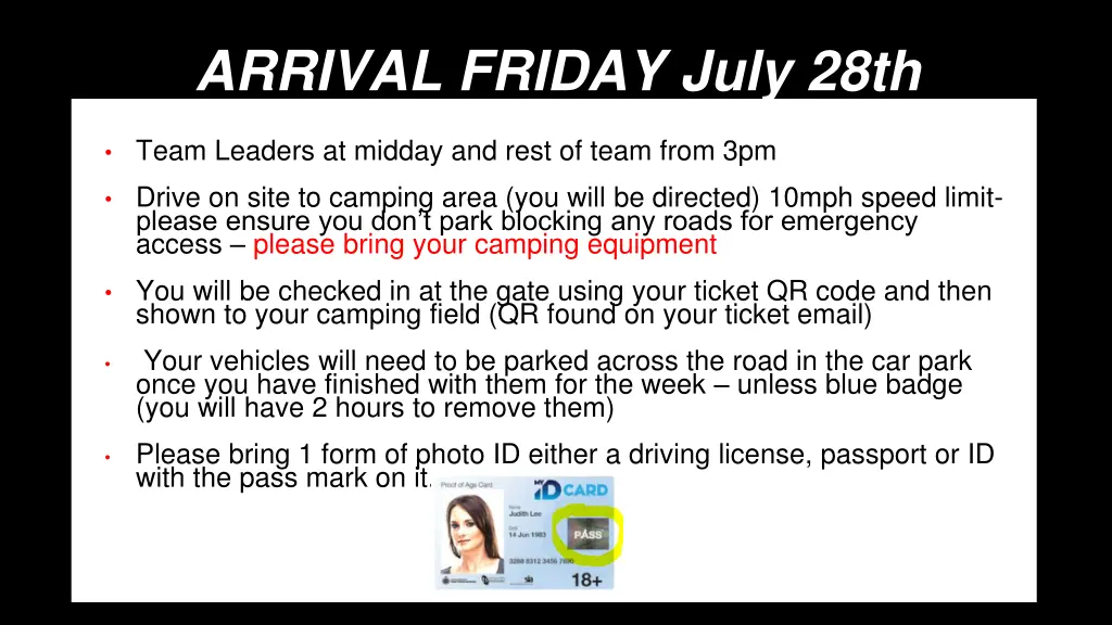 arrival friday july 28th