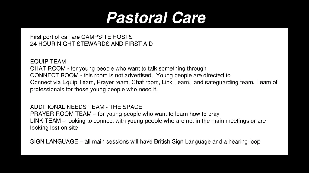 pastoral care