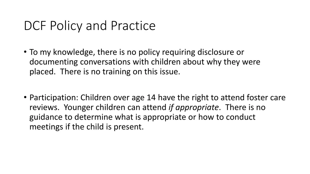 dcf policy and practice