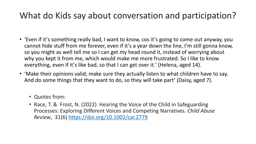 what do kids say about conversation