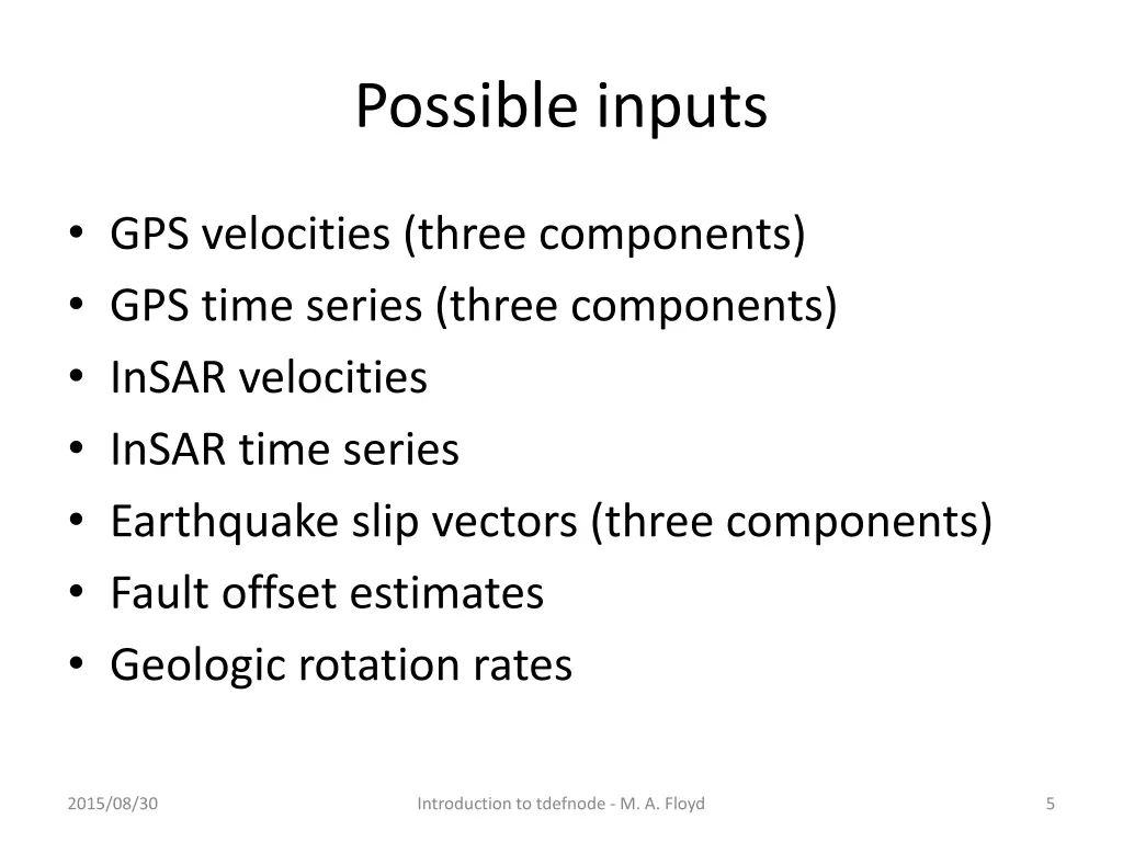 possible inputs