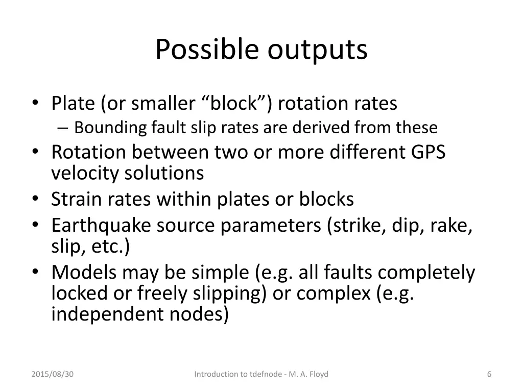 possible outputs