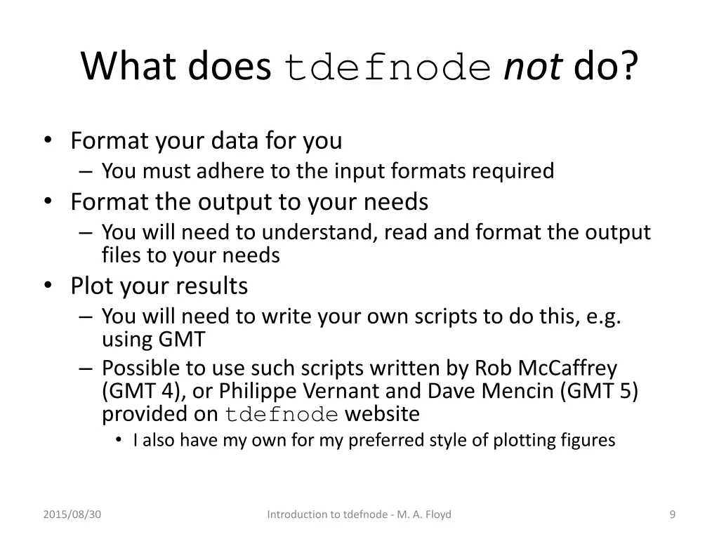 what does tdefnode not do