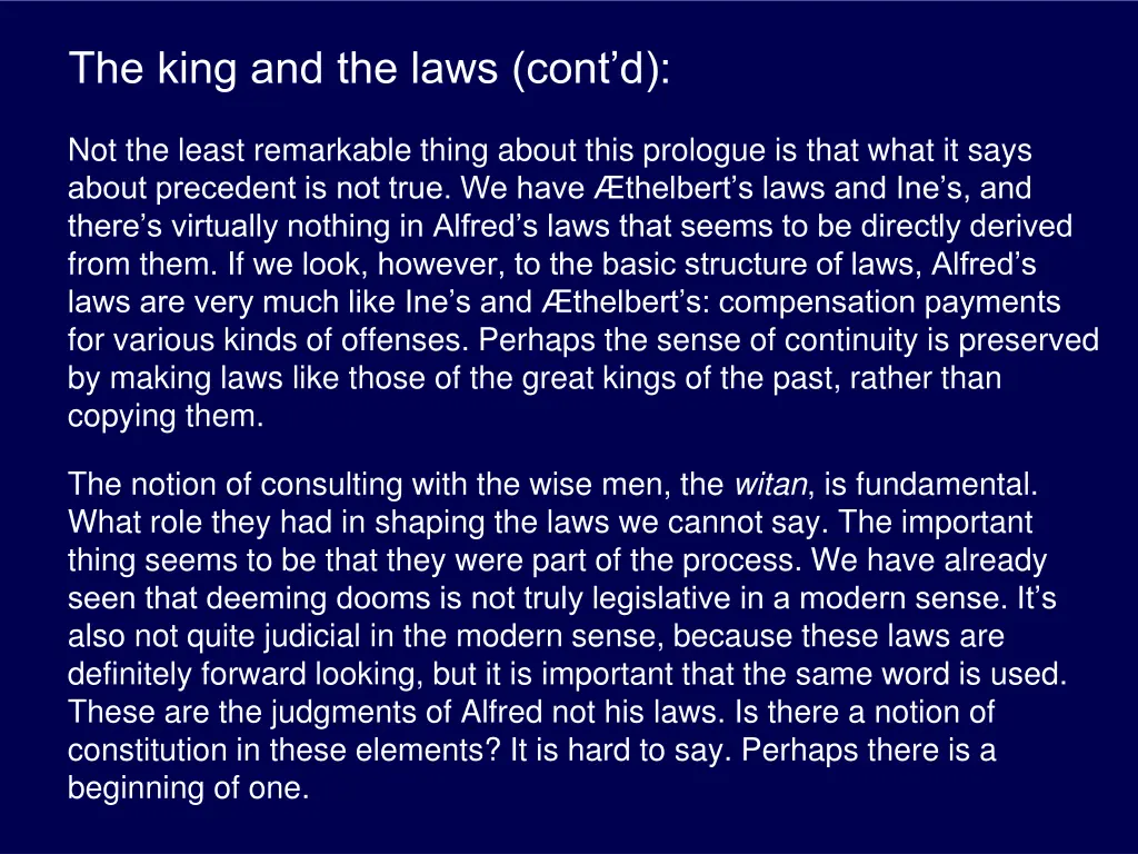 the king and the laws cont d