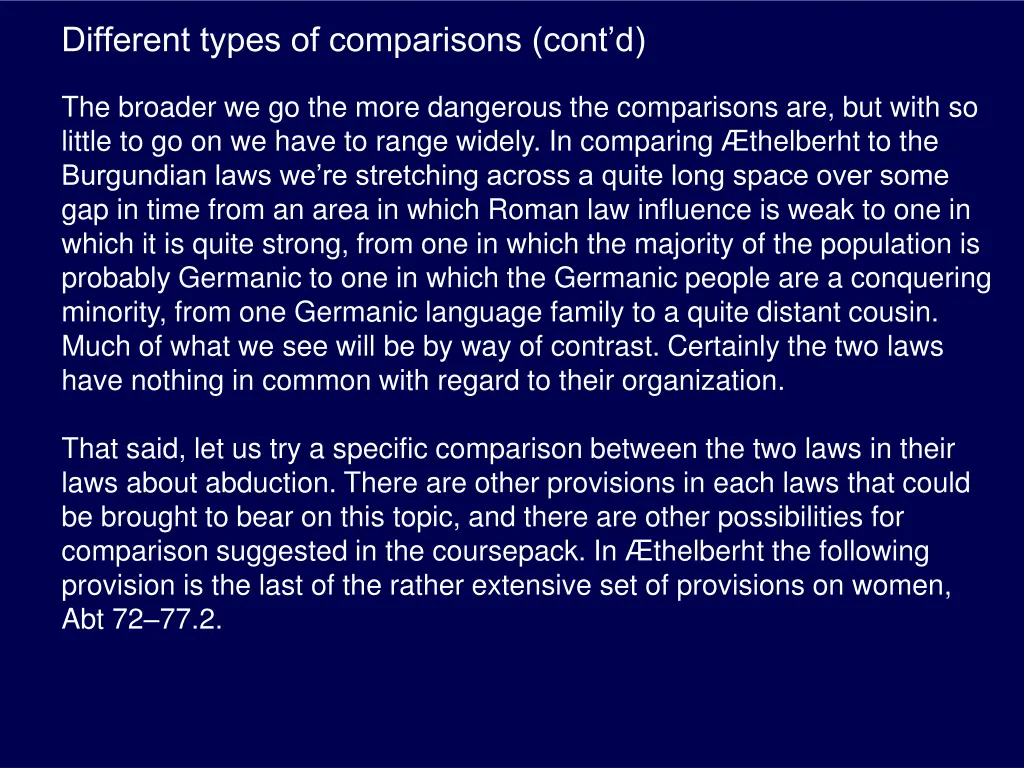 different types of comparisons cont d