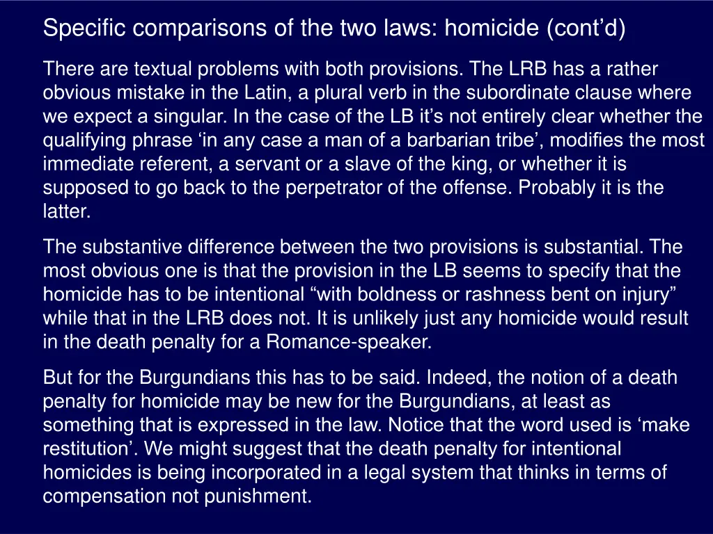 specific comparisons of the two laws homicide 1